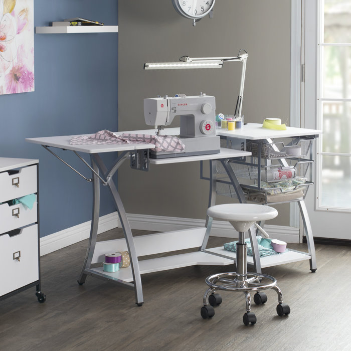 Sew Ready 56.75'' x 23.75'' Foldable Sewing Table with Sewing Machine